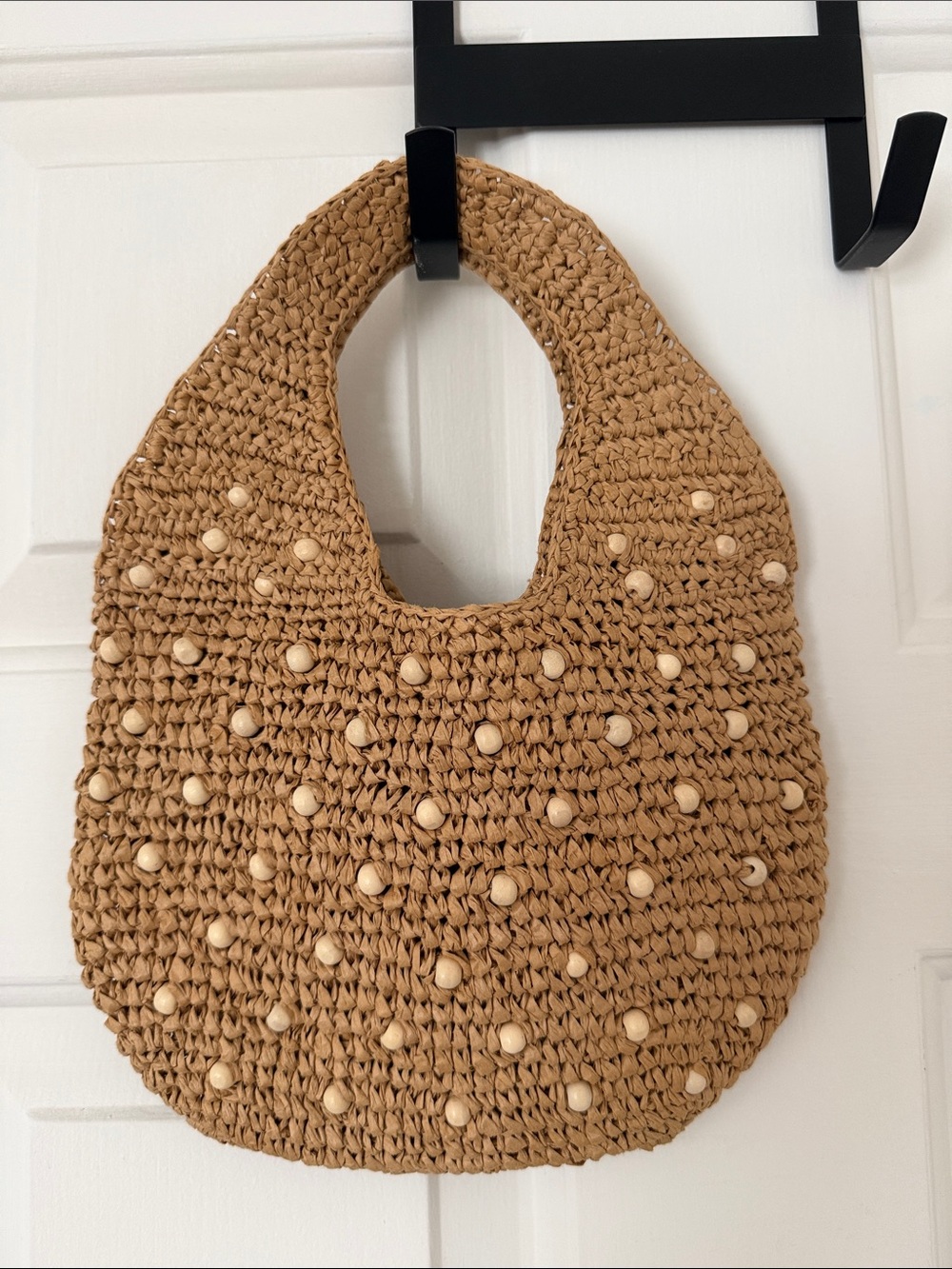 Madewell Tan Woven Mini Hobo with Bead Detailing
